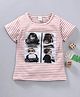 Meng Wa Short Sleeves Striped Tee - Brown White