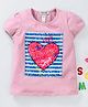 Memory Life Short Sleeves Tee Sequin Flip Love Design - Pink