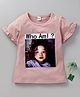 Meng Wa Half Sleeves Top Who Am I Print - Peach