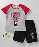 Meng Wa Half Sleeves Striped Tee With Shorts - Red