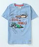 Olio Kids Half Sleeves Tee Car Print - Sky Blue