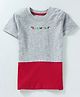 Fox Baby Half Sleeves Tee Text Embroidery - Grey Red