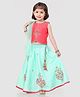 Babyhug Sleeveless Embroidered Choli & Lehenga Set With Dupatta - Peach Mint