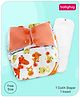 Babyhug Free Size Reusable Contrast Flap Closure Cloth Nappies With Insert Animal Print - White Orange