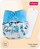 Babyhug Free Size Reusable Contrast Flap Closure Cloth Nappies With Insert Multi Print - Blue