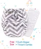 Babyhug Free Size Reusable Cloth Nappies With Insert Chevron Print- Grey White