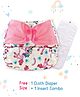 Babyhug Free Size Reusable Contrast Flap Closure Cloth Nappies With Insert Unicorn Print - Pink