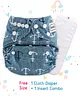 Babyhug Free Size Reusable Cloth Nappies With Insert Anchor Print - Blue