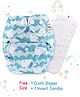 Babyhug Free Size Reusable Cloth Nappies With Insert Whale Print - Blue