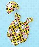 Yellowbee Bunny & Polka Dot Printed Cap Sleeves Swimsuit With Cap - Yellow