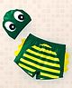 Yellowbee Striped Swimming Shorts With Eyes Printed Cap - Green