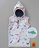 Olio Kids Sleeveless Hooded Tee Shark Print - Grey