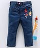 Babyhug Full Length Jeans Floral Embroidery - Light Blue
