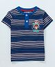 Cucumber Half Sleeves Striped Tee - Blue