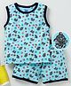 Mom's Love Sleeveless Night Wear Tom & Jerry Print - Aqua Blue