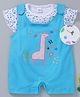 Olio Kids Romper With Inner Short Sleeves Tee Giraffe Patch - Blue