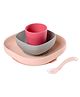 Beaba Silicone 4 Piece Baby Meal Set, Pink, 4M+