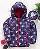 Babyhug Full Sleeves Hooded Padded Jacket Robot Print - Blue