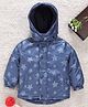 Babyhug Full Sleeves Padded Winter Jacket With Detachable Hood Stars Print - Blue
