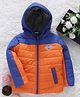 Babyhug Full Sleeves Hooded Padded Jacket Numeric 10 Patch - Orange Blue