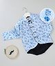 Knotty Kids Full Sleeves Flower Print Chinese Collar Neck Shirt - Blue