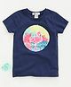 Memory Live Half Sleeves Tee Circular Sequin Flip Design - Navy