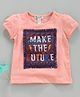 Memory Life Short Sleeves Tee Future Print - Peach