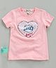 Memory Life Half Sleeves Tee Heart Shape Sequin Flip Design - Light Pink
