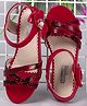 Cute Walk by Babyhug Party Wear Peeptoes Beads & Flowers Embellishments - Red