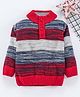 Babyhug Full Sleeves Stripe Sweater - Red Grey
