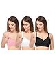 Fabme Solid Full Cup Nursing Pack Of 3 Bra - Pink Black & White