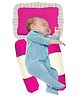 Get It 100 % Cotton Baby Head Shaping Recron Pillow With Two Bolsters with Side Frill Desgin and desgnied for comfort New Born head - Pink