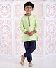 Babyhug Full Sleeves Kurta And Pyjama Floral Embroidery - Green Royal Blue