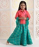 Babyhug Three Fourth Sleeves Choli With Lehenga & Dupatta Zardosi Design - Orange