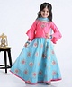Babyhug 3/4 Bell Sleeves Choli With Printed Lehenga & Net Dupatta Zardosi Work - Pink