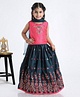Babyhug Sleeveless Floral Embroidered Lehenga Set - Navy Blue Pink
