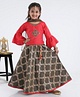 Babyhug Half Sleeves Floral Print Lehenga Set - Grey Pink