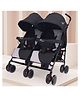R for Rabbit Ginny and Johnny  Twin Baby Stroller & Pram Easy Foldable with Adjustable Seating Positions with Huge Storage Basket | Age 0-3 yrs & Weight Upto 20 Kg (Black Grey)