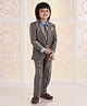 Babyhug 4 Piece Full Sleeves Party Suit With Tie & Pocket Square - Grey