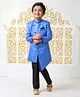 Babyhug Full Sleeves Sherwani With Pocket Square - Blue