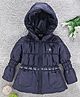 Babyhug Full Sleeves Padded Winter Jacket With Hood - Navy Blue