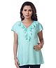 Kriti Short Sleeves Maternity Nursing Top Ruffle Detailing - Sea Green