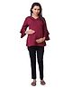 Kriti Full Sleeves Maternity Nursing Top - Maroon