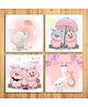 Wens Baby Girl Sparkle Laminated Wall Panels Wens Laminated Wall Panels Animal Print Set of 4 - Pink