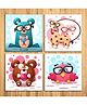 Wens Cute Animal Sparkle Laminated Wall Panels Set of 4 - Multicolor