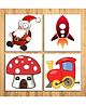 Wens Sparkle Laminated Wall Panels Cartoon Print Pack of 4 - Red White