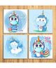Wens Sparkle Laminated Wall Panels Unicorn Print Blue - Set of 4  