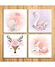 Wens Sparkle Laminated Wall Panels Animal Kingdom Print Set of 4 - Peach White