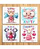 Wens Cute Cartoon Sparkle Laminated Wall Panels Set of 4 - Multicolor