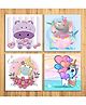 Wens Cute Cartoon Sparkle Laminated Wall Panes Set of 4 - Multicolor